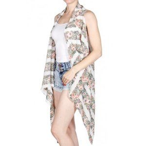 Long Floral Shawl Vest